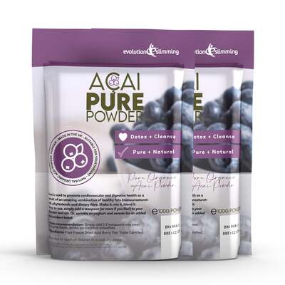 100% Pure Acai Berry Powder 100g Pouch for Smoothies & Juices - 2 Pouches (200g)
