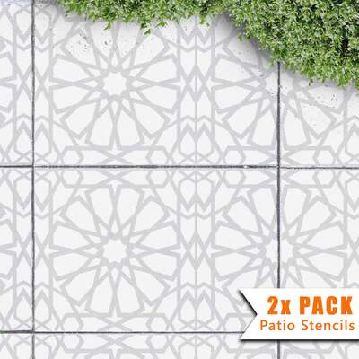 Zagora Patio Stencil - Rectangle Slabs - 1.5x Large Pattern / 2 pack (2 stencils)