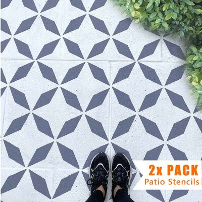 Zaros Patio Stencil - Square Slabs - 600mm - 1x Large Pattern / 2 pack (2 stencils)