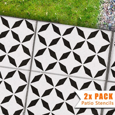 Zaros Patio Stencil - Rectangle Slabs - 1.5x Large Pattern / 1 pack (1 stencil)