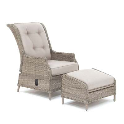 Kettler Palma Recliner Chair with Footstool (Oyster Wicker)