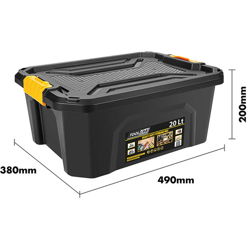 Heavy Duty Polypropylene Storage Box with Clip on Lid - 20 Litre