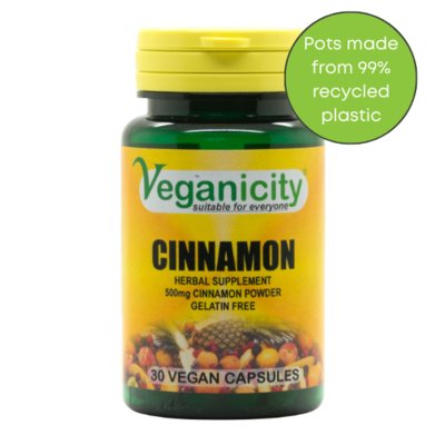 Vegan Cinnamon 500mg Capsules | Vegan Supplement Store | FREE Shipping