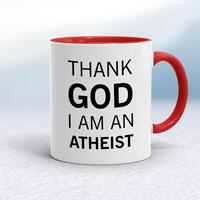 Thank God I’m An Atheist Mug – White/Red, 10oz