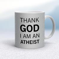 Thank God I’m An Atheist Mug – Silver Glitter/White, 10oz