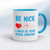Be Nice Mug – White/Light Blue, 10oz
