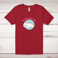 Cats Don’t Give A Fuck Adult T-Shirt – Red, Large