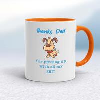 Thanks Dad – All My Shit Mug – White/Orange, 10oz