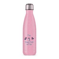 Dogs, Because People Are Dicks Water Bottle – Pink Glitter, One