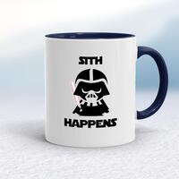 Sith Happens Mug – White/Navy Blue, 10oz