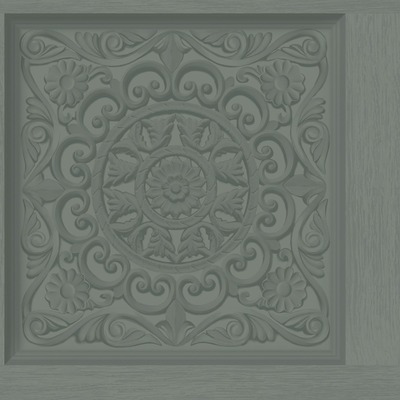 Ornate Wood Panel Wallpaper Teal Holden 13381