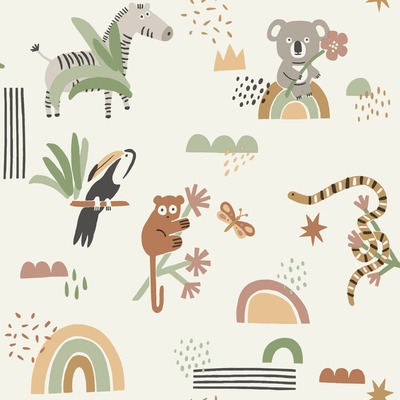 Abstract Animals Wallpaper Sage / Beige Holden 13351
