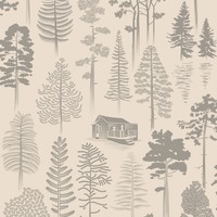 Catskills Woodland Wallpaper Weathered Cedar Taupe – Mini Moderns MMTLG01WC