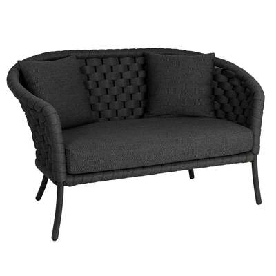 Alexander Rose Dark Grey Cordial 2 Seater Curved Sofa with Cushions, Kvadrat Stormk