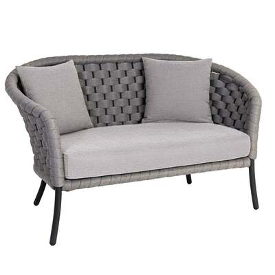 Alexander Rose Light Grey Cordial 2 Seater Curved Sofa with Cushion, Kvadrat Polar