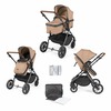 Image of Ickle Bubba Cosmo All in One i-Size Travel System with ISOFIX Base (Frame: Gunmetal, Fabric Colour: Desert, Handle Bars: Tan)