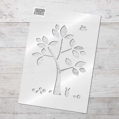 Little Tree and Friends Stencil - XS - A x B 11.4 x 15.1cm (4.4 x 5.9 inches)