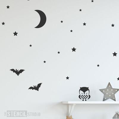 Owl, Moon & Stars Stencil Set - L