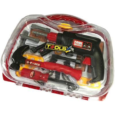 22 Piece Toy Tool Box Set in Hard Case With Rotating Drill