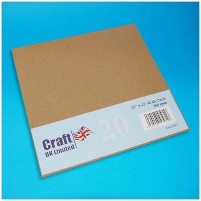 Pack Of 20 12"×12" Kraft Cardstock 280gsm For Scrapbooking Card Making