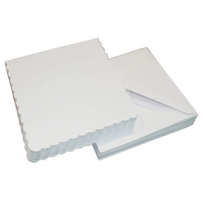 Pack of 50 C6 Size Blank White Scalloped Cards & Envelopes