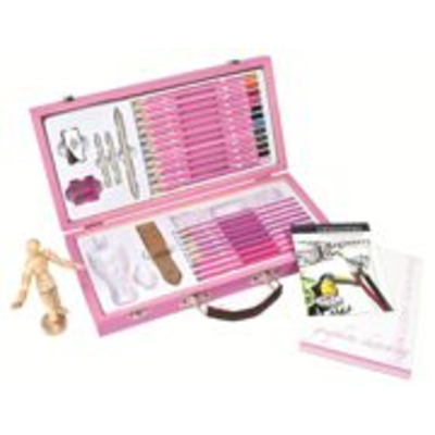 Pink-art Beginners Sketching And Drawing Set Pink Wooden Storage Box