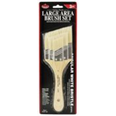 Stiff Angular White Bristle Hair Artist Paint Brush Set Pk Of 3
