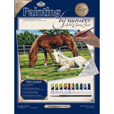 A3 Canvas Painting By Numbers Kit - Horses in Field PCL2