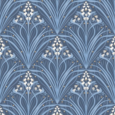 Elegance Bellflower Wallpaper Navy Blue Muriva M66101