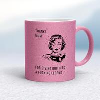 Thanks Mum Mug – Pink Glitter/White, 10oz