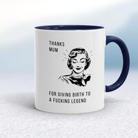 Thanks Mum Mug – White/Navy Blue, 10oz