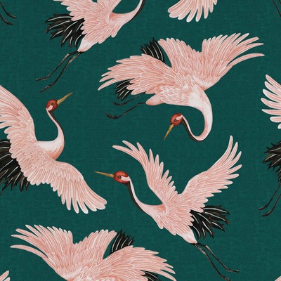 Paloma Home Oriental Birds Teal Fabric ORB/TEA/14000FA - By The Metre
