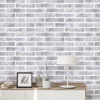 Duplex Brick Wallpaper White Erismann 430310