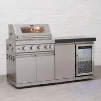 Draco Grills 4 Burner BBQ Modular Outdoor Kitchen with Single Fridge Unit, Early Feb 2025 / With Granite Side Panels-89726 
