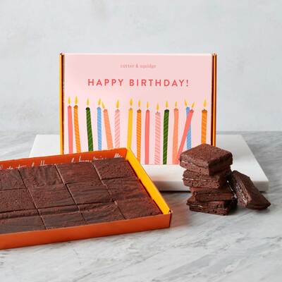 Happy Birthday Mini Brownies - 24 Pieces / Salted Caramel Happy Birthday Brownies