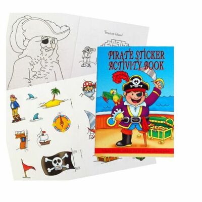 Boys Girls 36 Page Mini A6 Sticker Puzzle Colouring Activity Books - Pirates - 2