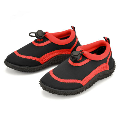 Mens Womans Child Adult Pool Beach Water Aqua Shoes Trainers - Red & Black (Child) - Junior Size UK 4/EU 37