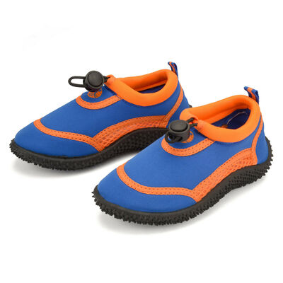 Mens Womans Child Adult Pool Beach Water Aqua Shoes Trainers - Blue & Orange - Junior Size UK 3/EU 36
