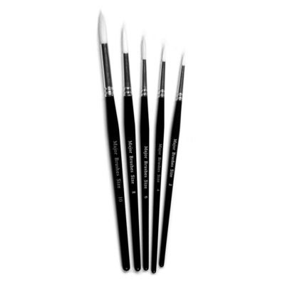 Pack of FIVE Assorted Synthetic Sable Round Paint Brushes