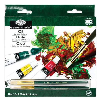 Pack Of 18 Essentials Range Artist Oil Paints And 2 Brushes