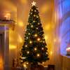 2ft - 7ft Green Fibre Optic Christmas Tree with Warm White LED’s and Fibre Optic Lights, 3FT