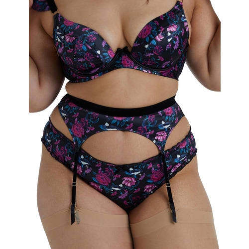 Playful Promises Noriko Suspender Belt - Crane Print