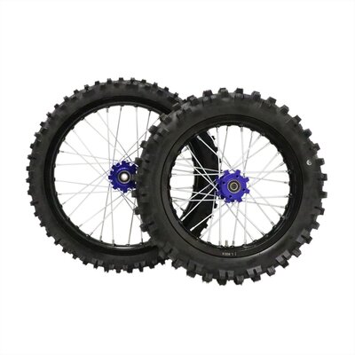Pit Bike Blue CNC Wheel Set with Kenda Tyres & SDG Hubs - 17’’F / 14’’R