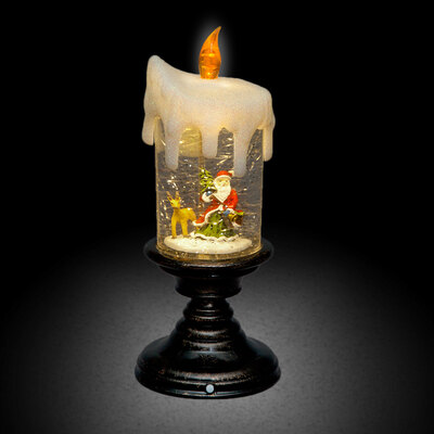 LED Christmas Candlestick with Santa Scene