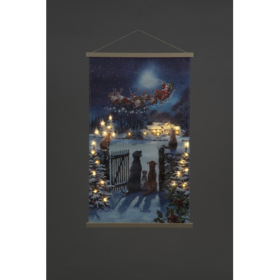 Battery Operated LED Cats & Dogs Christmas Hanging Tapestry (65x107cm)