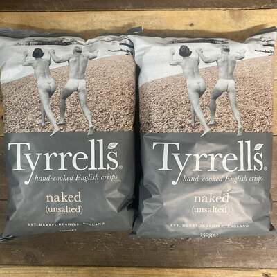 3x Tyrrells Naked (Unsalted) Crisps Sharing Bags (3x150g)