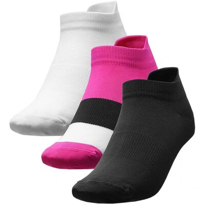 4F Womens Everyday Socks - Black/White/Fuchsia