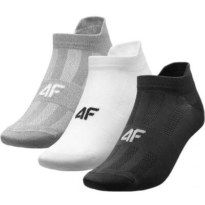 Socks 4F Mens Socks - Cool Light Gray Melange/Deep Black/White
