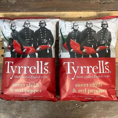 3x Tyrrells Sweet Chilli & Red Pepper Crisps Sharing Bags (3x150g)