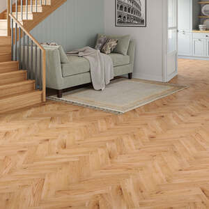 Lusso Verona Natural Brushed and Lacquered Rustic Herringbone Solid Oak Flooring